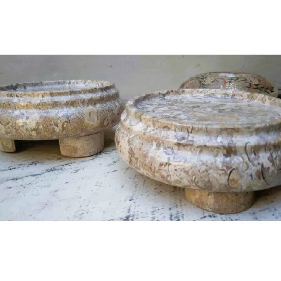 Vintage Hand Painted Madiggan Australia Glass Votives on Onyx/Marble stands - Picture 5 of 7